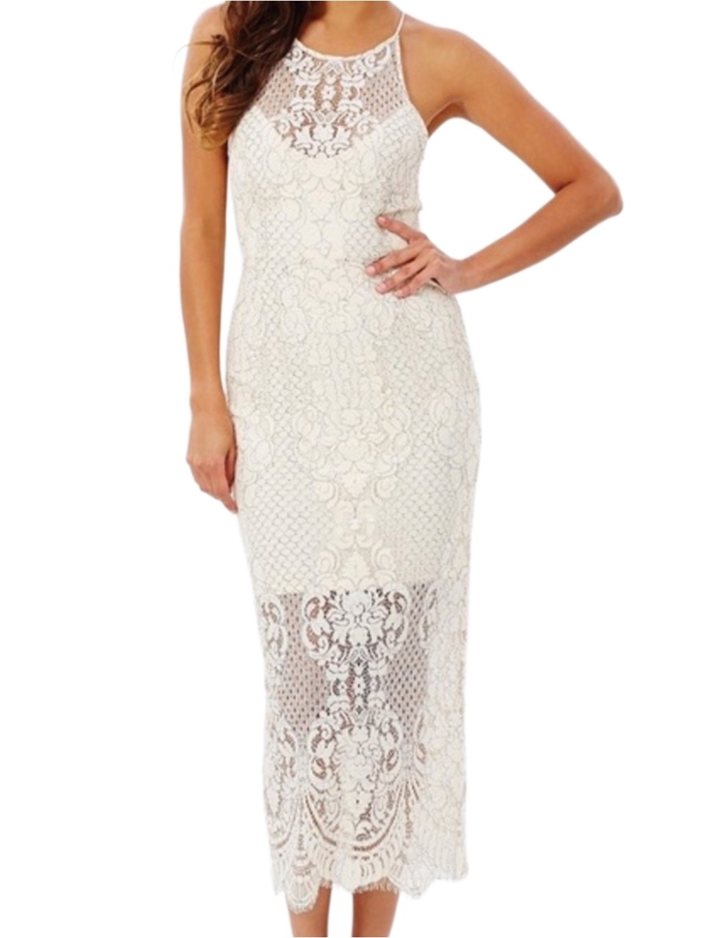 Shona Joy High Neck Midi Dress